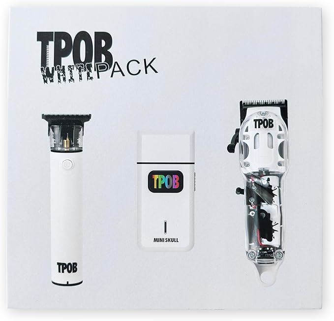 TPOB Slime 2 Barber Hair Clippers Trimmer Shaver Set for Men with Matte White Case and Fade Blade