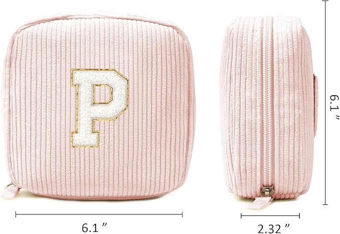 Gifts for Sister - Birthday Gifts for Sister, Sister Gifts, Sister Gifts from Sister, Sister Birthday Gifts Unique, Sister In Law Gifts, Cute Initial Makeup Bag Travel Bag Girl(Letter P, Pink)