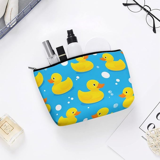 Meaudiwes Women's Toiletry Bag, Travel Cosmetic Bag, Large Makeup Case, Yellow Rubber Duck Personality Fashion Zipper Cosmetic Case