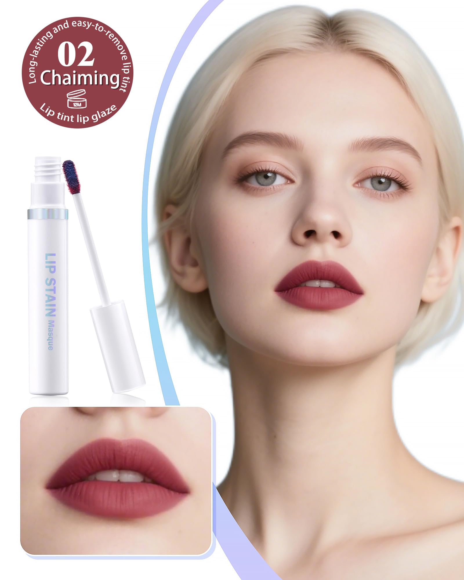 Berinist Lip Stain Masque Lip Liner Stain Long Lasting Waterproof Lip Tint Stain Semi-Permanent Lip Tattoo Transfer Proof Non-Drying Matte Finish Suitable for Women's Daily Lip Makeup