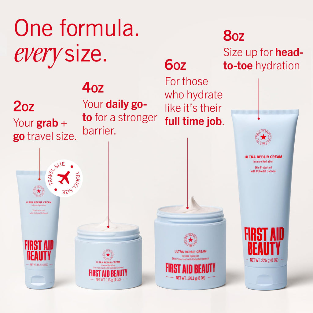 First Aid Beauty Ultra Repair Cream, Intense Hydration - Clinically Tested Face & Body Moisturizer with Colloidal Oatmeal - Supports Eczema & Dry Skin Barrier Repair - Fragrance Free - 2 oz