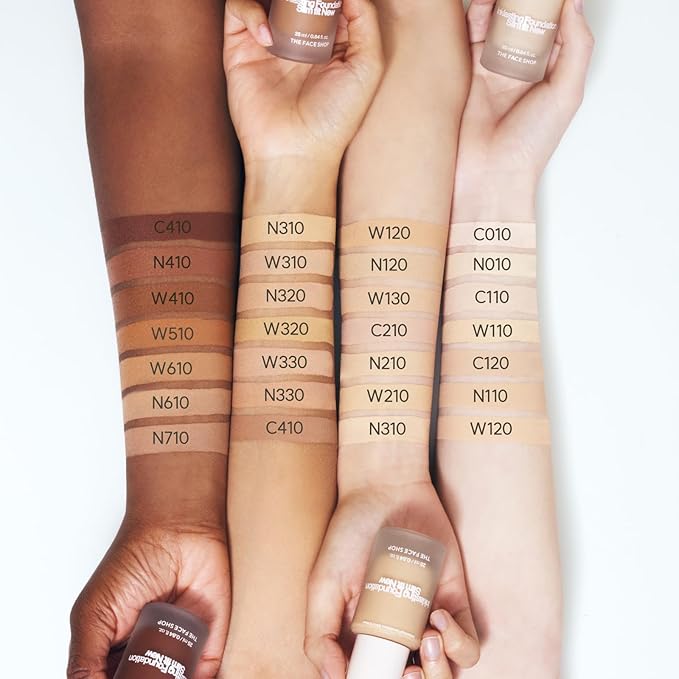 THE FACE SHOP Ink Lasting Liquid Foundation, Full Coverage, 72‑Hour Wear Semi‑Matte Finish, Makeup with Bakuchiol, C210 Cool Sand, 0.84 Fl. Oz.