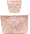 getgto 2 Pcs Makeup Bags, Large Cosmetic Bag Travel Toiletry Bag