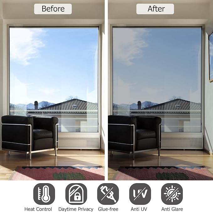 HIDBEA One Way Mirror Window Privacy Film, Silver, 23.6 x 78.7 Inch
