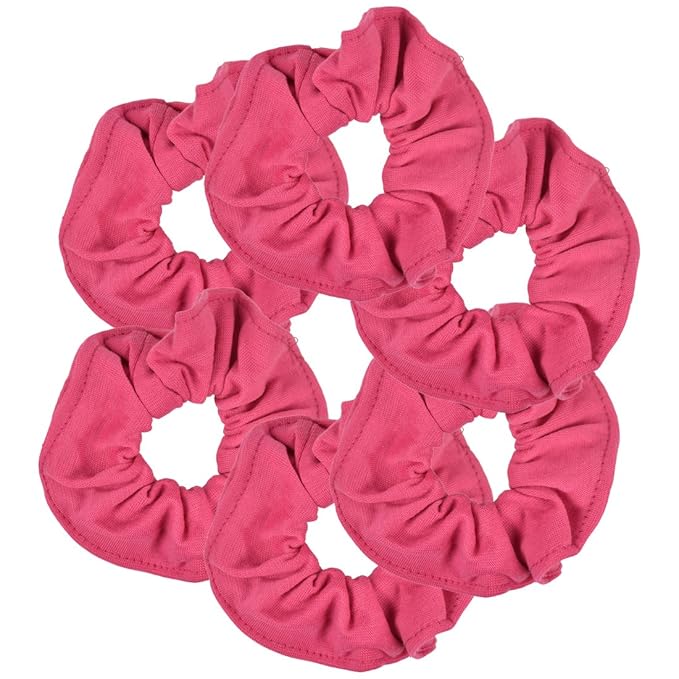 Motique Accessories Large Scrunchies for Women, Pack of 6, Hot Pink