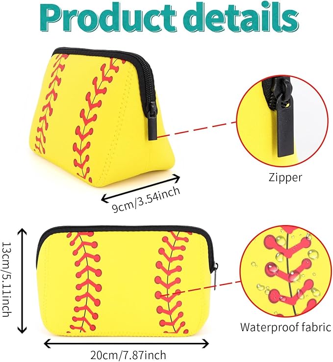 AJLTPA Waterproof Neoprene Cosmetic Bag, Softball
