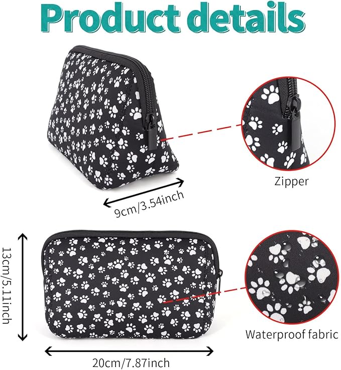 AJLTPA Waterproof Neoprene Cosmetic Bag, Paw Print