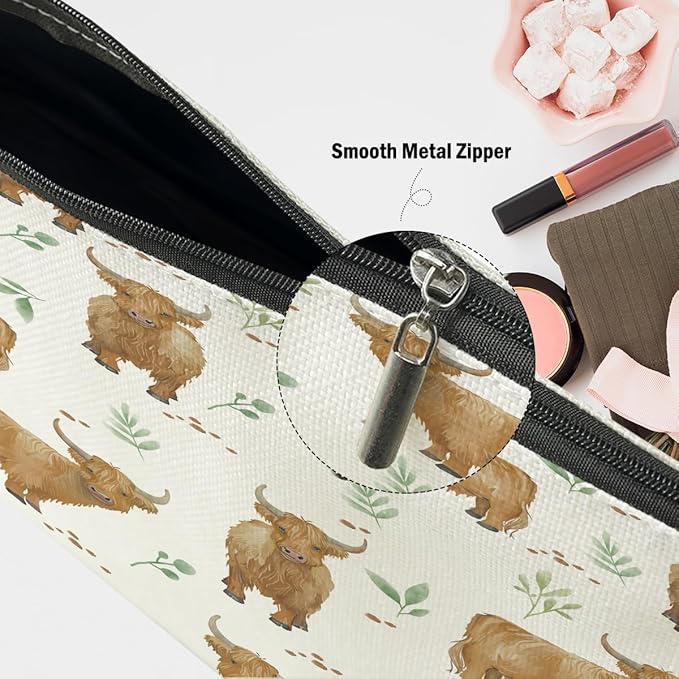 XFN Cow Gifts, Cow Print Stuff Western Makeup Bag, Cosmetic Bag Travel Pouch, Graduation Birthday for Women Girls Daughter Sisters Coworker Best Friend Western Stuff