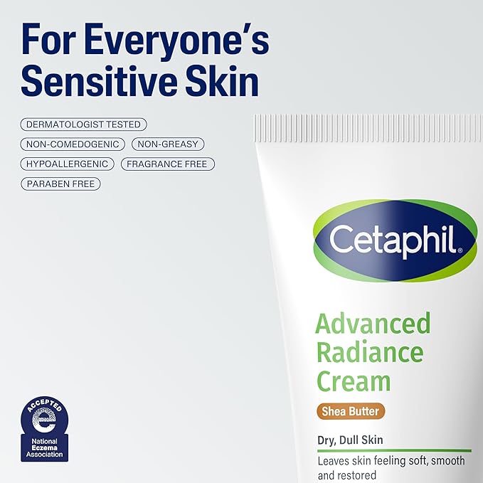 Cetaphil Advanced Radiance Face Cream, Shea Butter, Fragrance Free, 6 oz