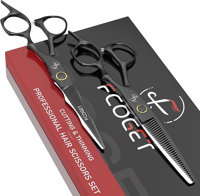 Professional Hair Cutting Scissors Kit, Thinning Shears, High-End 440C Stainless Steel Barber scissors with Sharp Edge Blades, 6.8 inch Hair Cutting Shears, Right Hand Hair Scissors for Salon, Home