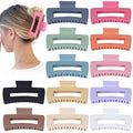 Sisiaipu 4.1 Inch Jumbo Hair Clips - 12 Pcs Colorful Square Jaw Clips for Thick Hair, Women and Girls Hair Accessories