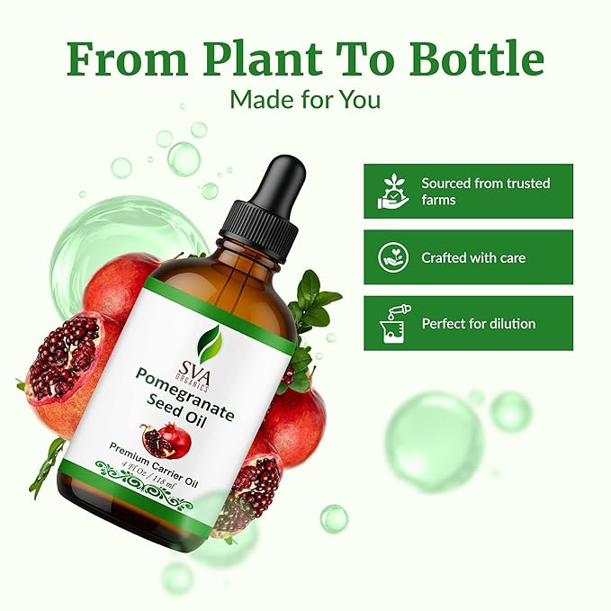 SVA Organic Pomegranate Seed Carrier Oil with Dropper, 4 Fl Oz (118 ml)