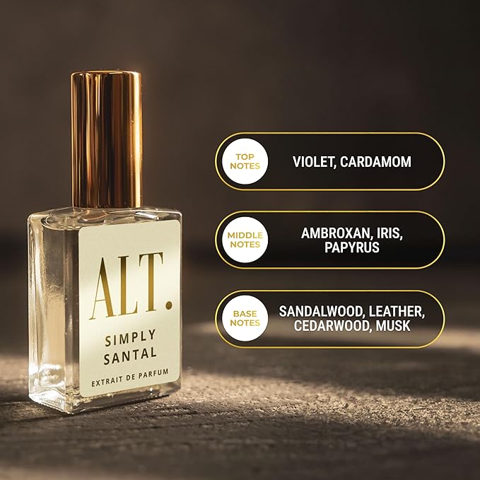 ALT. FRAGRANCES Simply Santal - Inspired by Sant. 33 Perfume, Unisex Perfume, Extrait de Parfum, Long Lasting Fragrance, Sandalwood Leather Scent, 60ml
