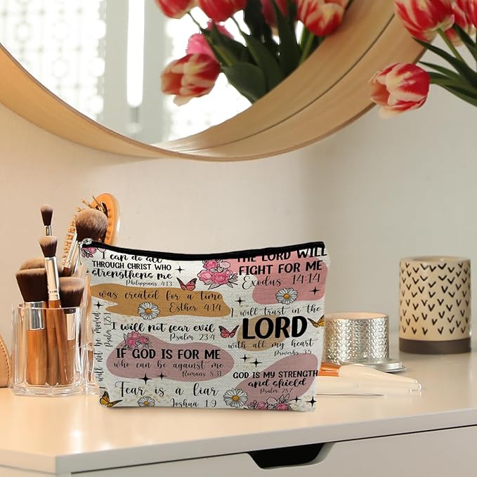 RYYCDOI Bible Verse Scripture Christian Makeup Bag, Bible Study Supplies for Women, Faith Gifts, Religious Accessories