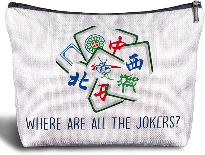 Zomhix Mahjong Gifts Cosmetic Bag - Mahjong Makeup Bag Women's Zippered Bag, Friendship Gifts for Mahjong Lover- B