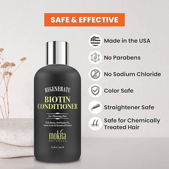 Mokita Naturals Biotin Hair Conditioner for All Hair Types, 8.5 oz
