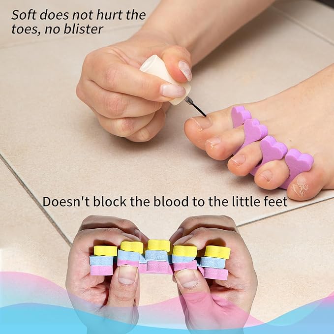 SUNFATT Foam Toe Separators,Toe Spacers for Women,Pedicure Toe Separators for Separating Toenails or Nails,Easy Finger and Toenail Polish Grooming,Soft Foams Pedicure Tools.12pcs