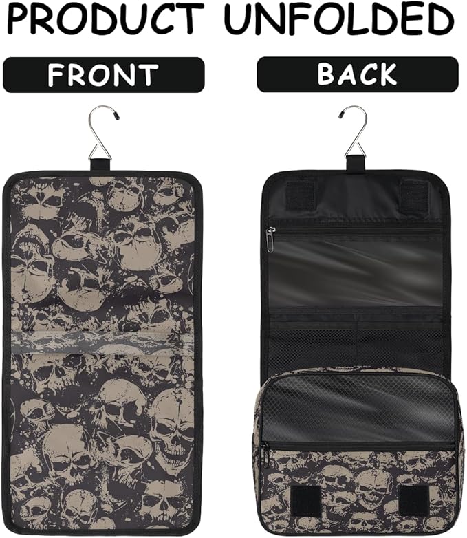 Skull Travel Toiletry Bag Women Men Hanging Cosmetic Organizer Portable
