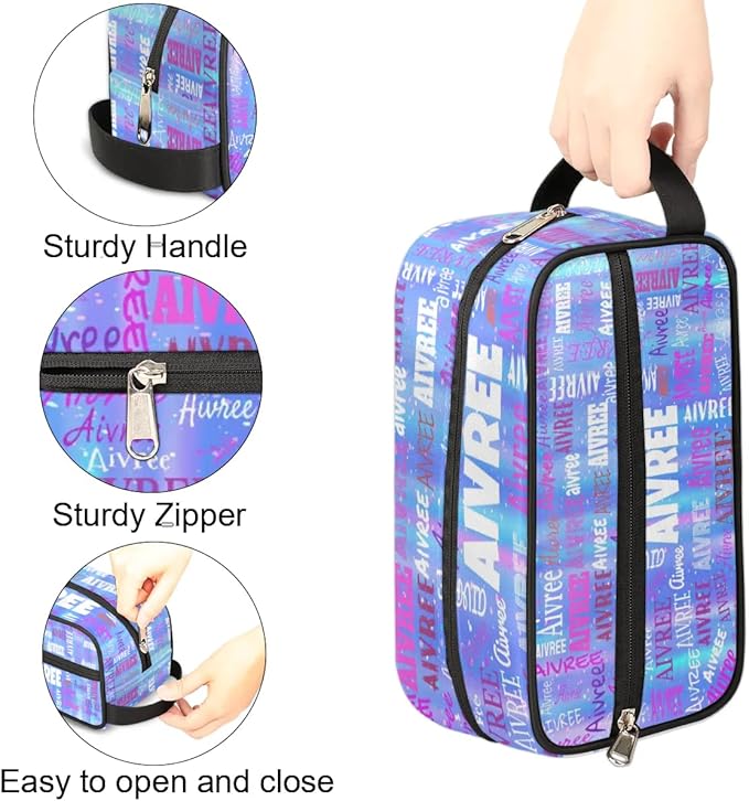 KFNHN Custom Makeup Toiletry Bag, Gradient Blue Color Striped Background
