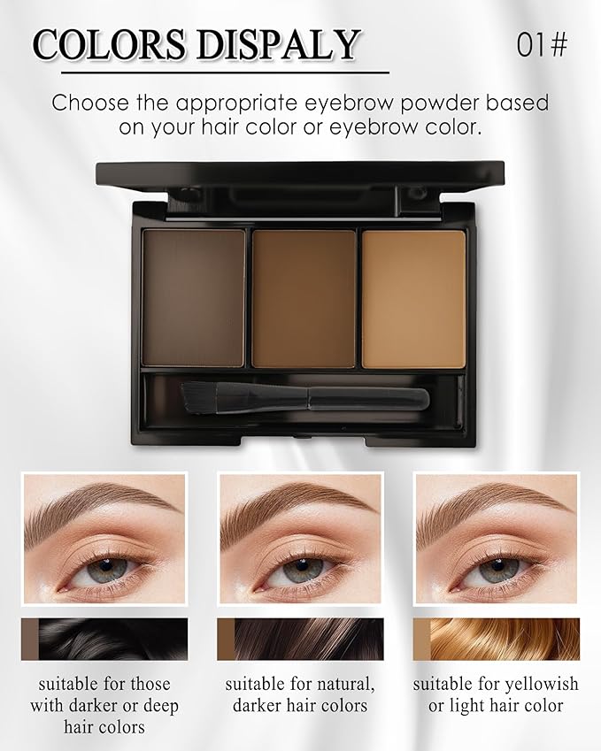 Eyebrow Powder Kit,3 Color Eye brow Tinting Powder Kit with Razor for Women