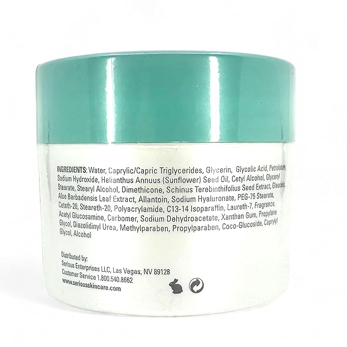 Serious Skincare, Glycolic Firming Retexturizing Body Cream with BODY FIT™, Moisturizing Lotion for Dry Skin, for Loose Crepey Skin Arms, Legs, Belly, Gentle Exfoliation for Smooth & Glowing Skin 8 Oz