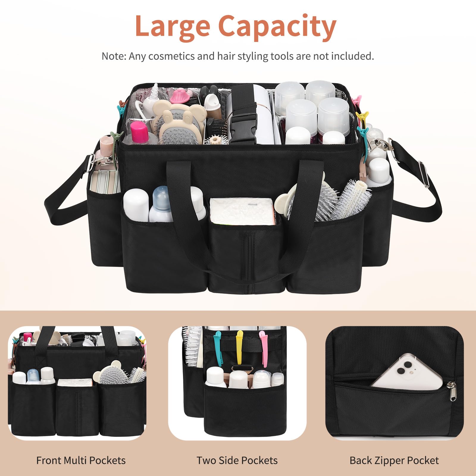onemoky Hairstylist Traveling Bag, Extra Large Hair Tools Travel Bag, Hair Tool Organizer with Adjustable Dividers and Multi Pockets, Professional Makeup Artist Bag, Hairstylist Must Have