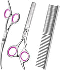 GLADOG Professional 4 in 1 Dog Grooming Scissors Set with Safety Round Tips, Sharp and Heavy-duty Pet Grooming Shears for Cats (Pink)