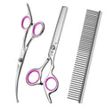 GLADOG Professional 4 in 1 Dog Grooming Scissors Set with Safety Round Tips, Sharp and Heavy-duty Pet Grooming Shears for Cats (Pink)