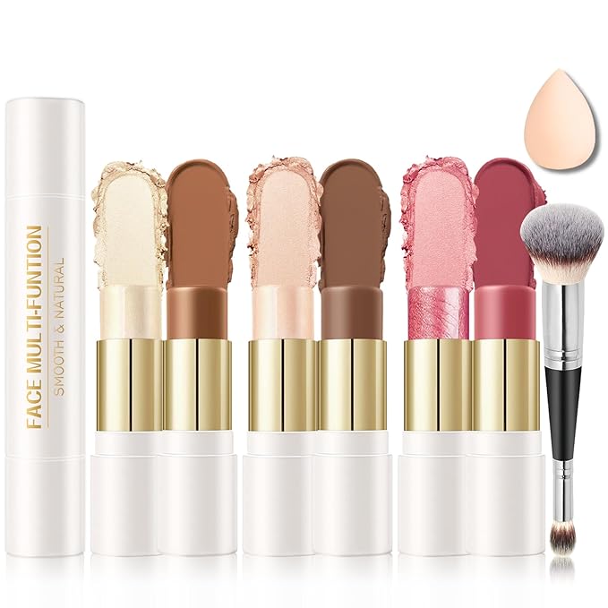IONSGAKO 6 Colors Double-ended Cream Contour Stick Makeup Kit, Set B