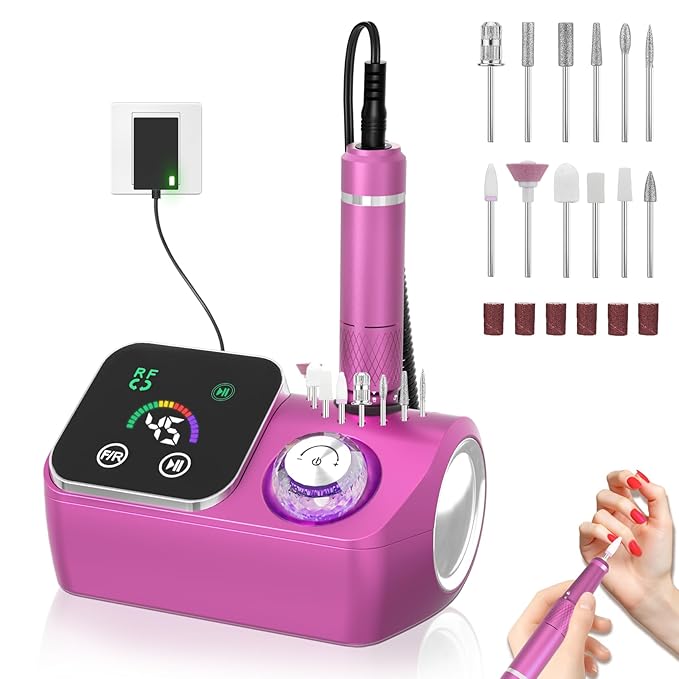 PYVOLA 45000RPM Professional Corded Nail Drill E-File Kit for Salon Home