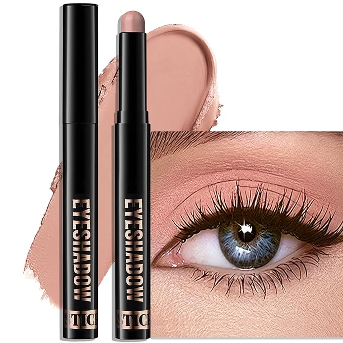Wugbc Eyeshadow Stick Medium Warm Brown, Matte Cream Eye Shadow Stick Waterproof Neutral Eyeliner Brightener Pencil Long-Lasting Eye Highlighter Makeup for Older Women Easy to Use High Pigmented