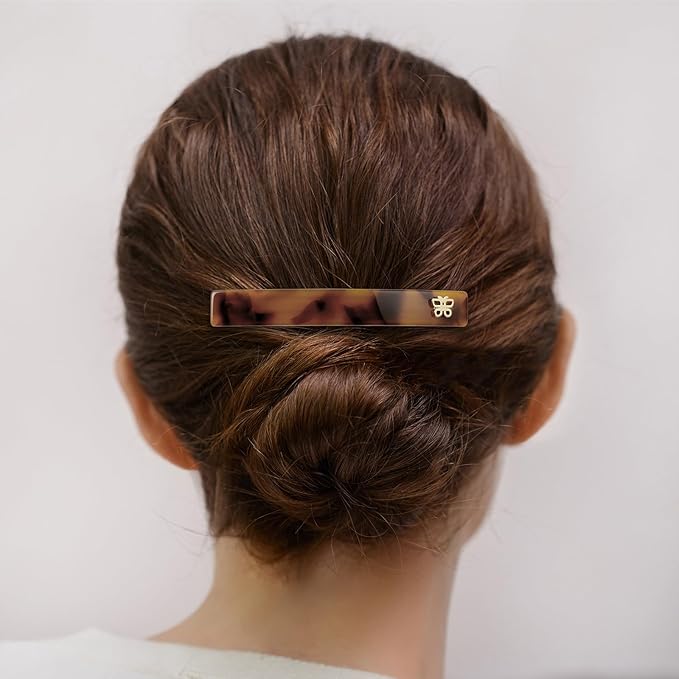 Classic Hair Barrette for Women, Tortoise French Hair clip, Tortoise, 3.4"