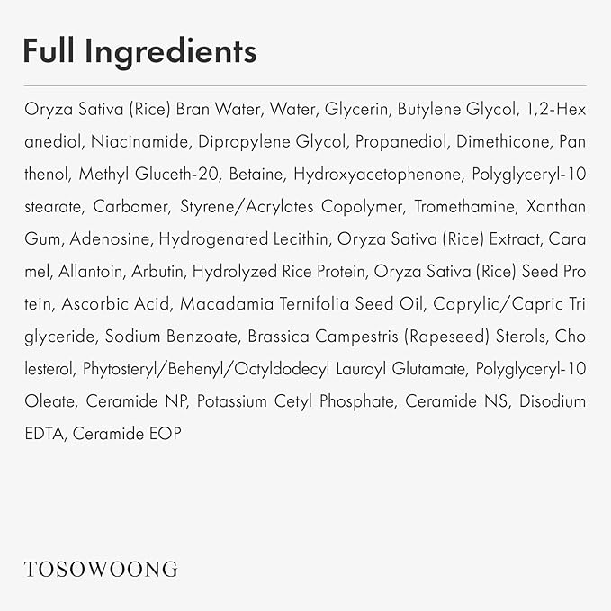 TOSOWOONG Rice Glow Milky Toner for Glass Skin & Hydration, Dark Spots
