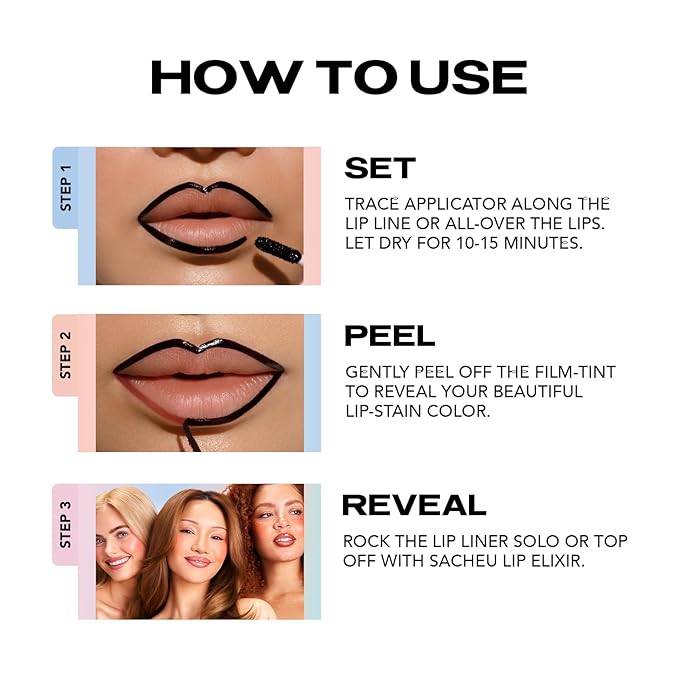 Sacheu Lip Liner STAY-N Peel Off & Lip Elixir Duo, p-INKED & Bunny Ear