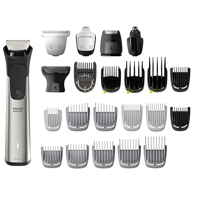 Philips Norelco All-in-One 9000 Series 28-Piece Trimmer - Electric Shaver and Clipper for Face, Beard, Head & Body, Self-sharpening Full Metal Blades, 27 Length Settings (0.5-20 mm), MG9585/49