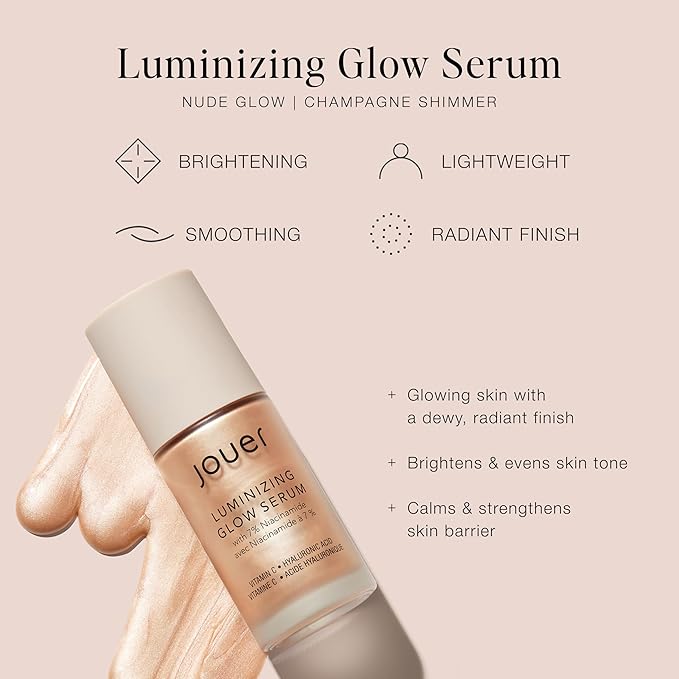 Jouer Luminizing Glow Drops Serum with 7% Niacinamide | Mix 2–3 Drops With Moisturizer or Foundation For A Summer Glow, Use With or Without Makeup, 1 fl oz