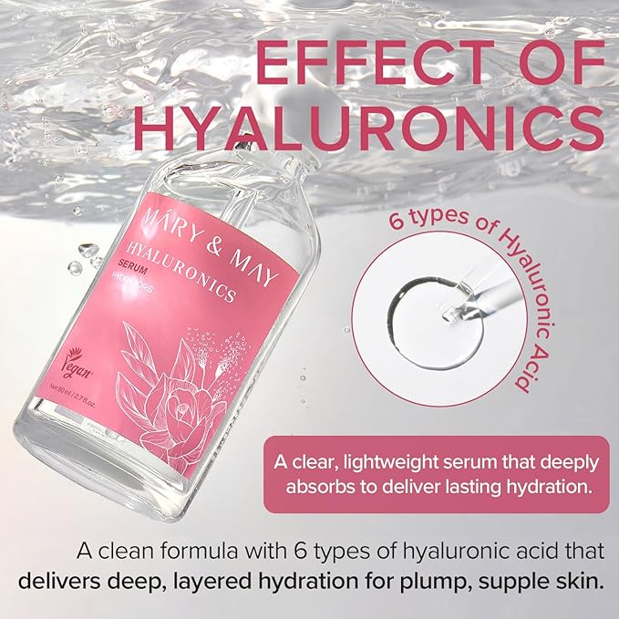 Mary&May Hyaluronic Acid Serum, 6 Types HA, 2.71 fl.oz