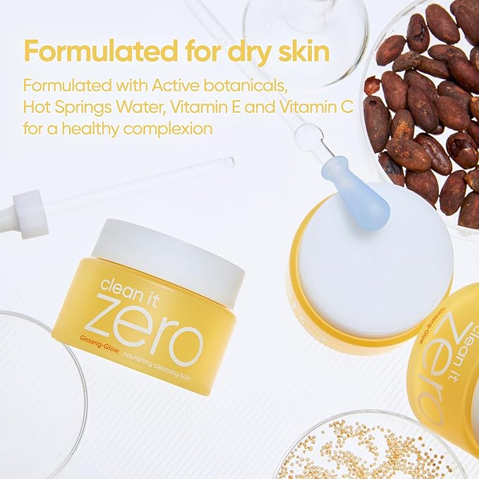 BANILA CO Clean it Zero Nourishing Cleansing Balm | Korean Makeup Remover for Dry Skin | Vegan | Cleansing Oil, Facial Cleanser Made with Ginseng Root & Soybean Peptide (100ml / 3.38 fl. oz)