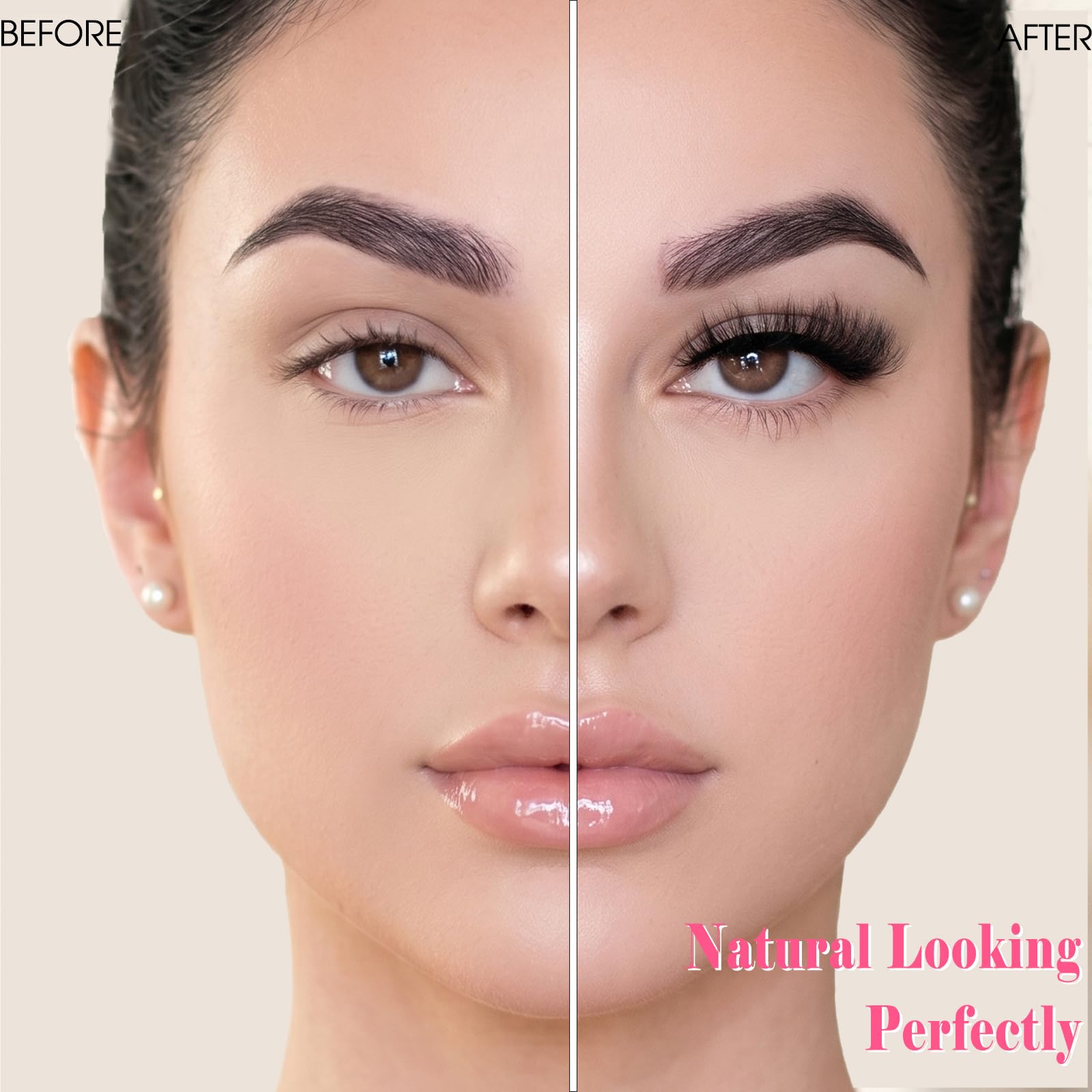 FARRED Natural False Eyelashes Cat Eye Lashes Strips Invisible Band Fake Mink Strip Lash Wispy Thin Clear Band Cateye Eye Lash Pack Full Volume Medium Length 8-14 mm Short Wispies Pestañas Postizas