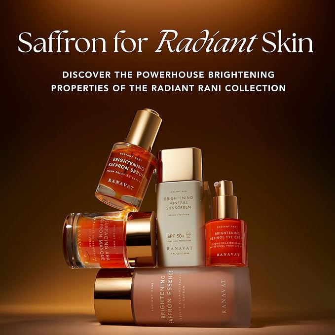 RANAVAT Brightening Saffron Serum - Discoloration Correcting Face Serum, Dark Spot Corrector, Vitamin C Alternative & Hyperpigmentation Treatment - Leaves Skin with a Healthy Glow (1 oz)