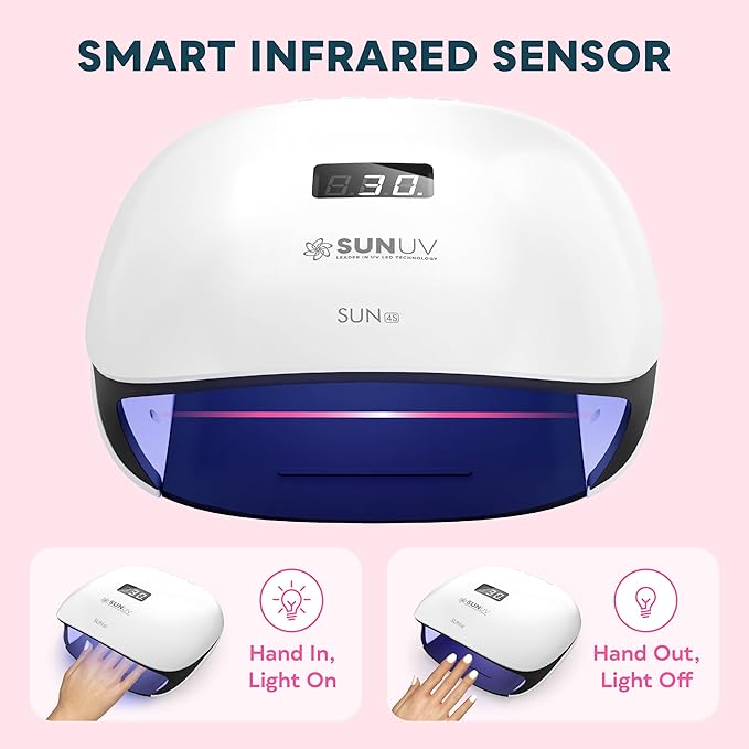 SUNUV UV LED Nail Lamp, UV Light for Gel Polish, LCD Display SUN4S Black