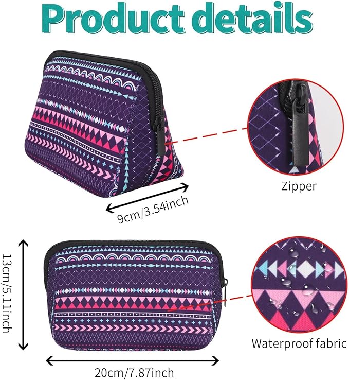 AJLTPA Waterproof Neoprene Cosmetic Bag, Geometric