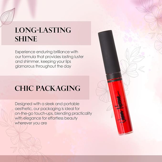 VERA MOORE COSMETICS AND SKIN CARE Lip Gloss, Moisturizing Lip Color with Shimmer for Long Lasting Shine, Lightweight Lip Stain, Girls Non-Sticky Lip Gloss with Aloe Vera, W/Vitamin C, E (Vera's Red)