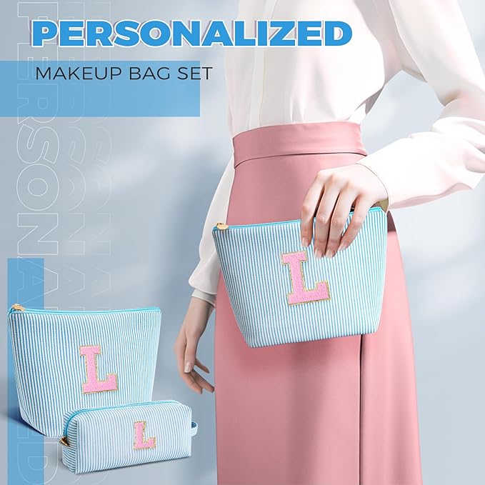 Btffitting Gifts for Teen Girls Women - Birthday Gifts for 10 11 12 13 14 15 16 17 18 Years Old Girl,Makeup Bag Cosmetic Bag,Teacher Gift Trendy Stuff Toiletry Bag - Blue,L