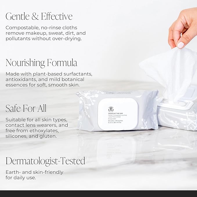 Makeup Remover Wipes for Face – Makeup Wipes by Arbonne – 30 Count