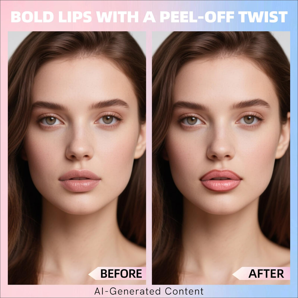 KIMUSE Peel Off Lip Stain, 24H Long Lasting, Waterproof & Transfer-Proof Matte Lip Tint with Vitamin E, 3 Colors, Vegan & Cruelty-Free for Sensitive Skin, Ideal for Daily & Date Looks