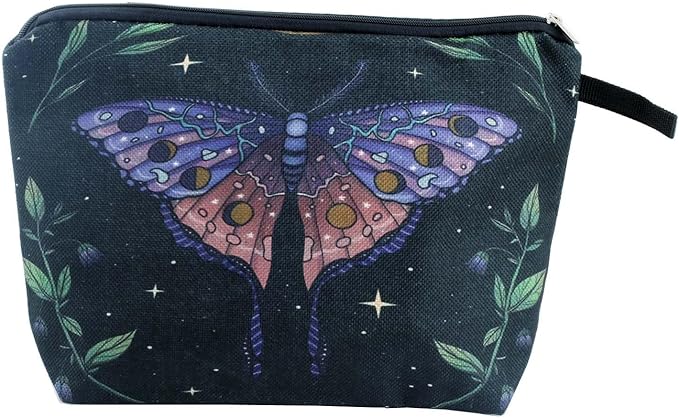 Pebarmnt Cute Animal Lovers Gifts Butterfly Cosmetic Bag Makeup Pouch with Zipper (purple butterfly)