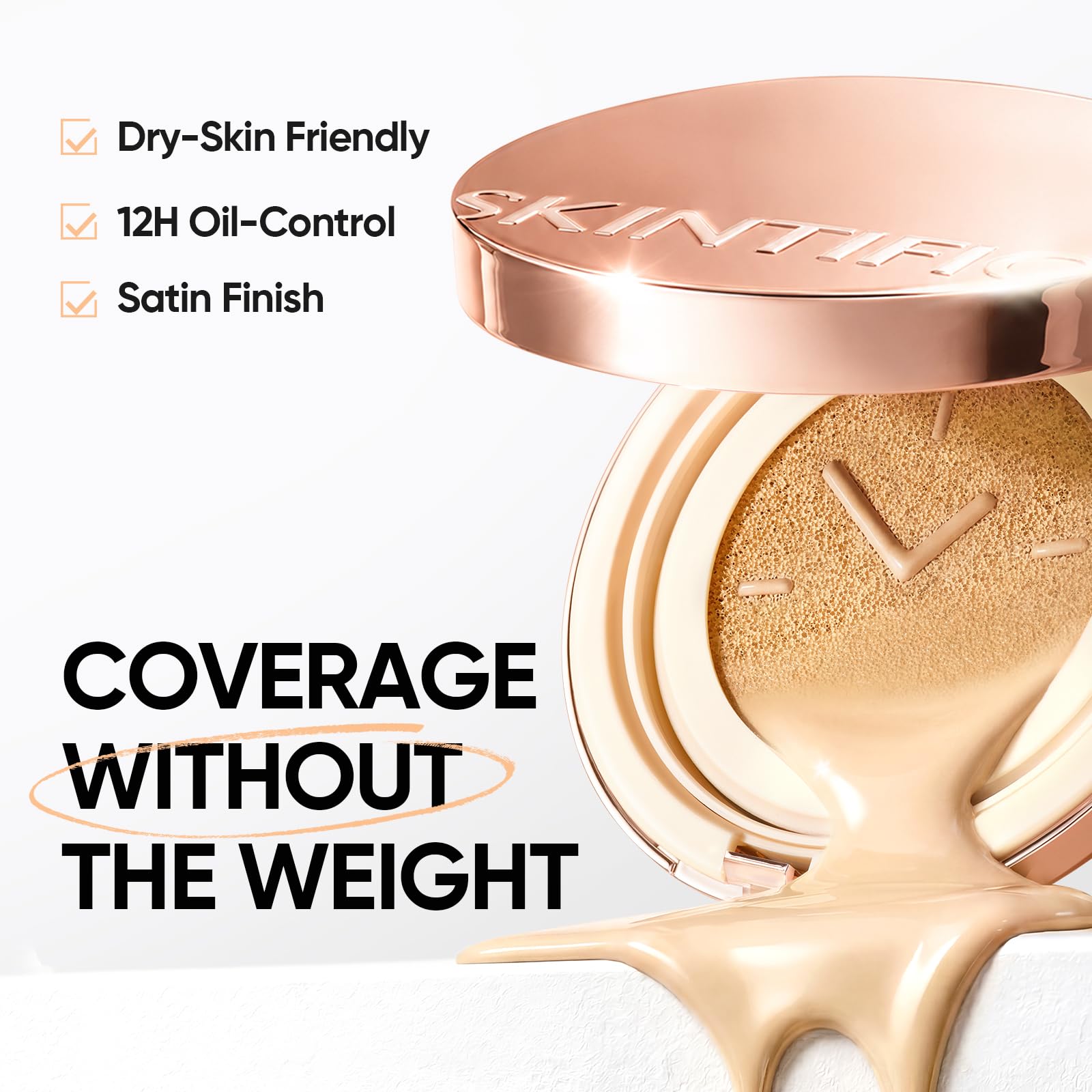 SKINTIFIC Full Coverage Cushion Foundation #10C Shell