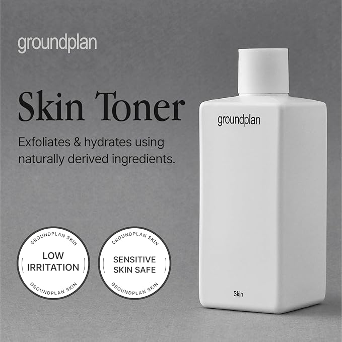 groundplan Skin Toner 320ml / 10.82 fl oz – Hydrating Exfoliating Toner with Natural BHA, Witch Hazel & Panthenol for Gentle Skin Texture Care and Daily pH Balance