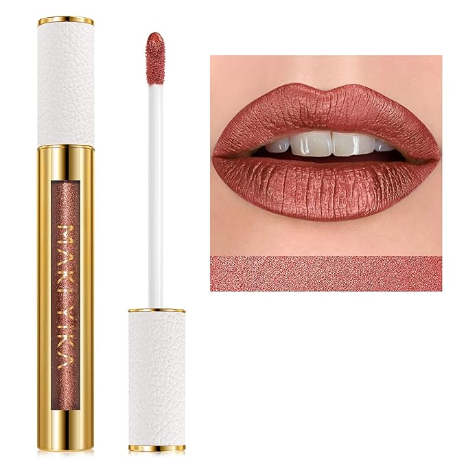 MAKI YIKA Bronze Metallic Lipsticks Long Lasting Brown Lipstick for Women